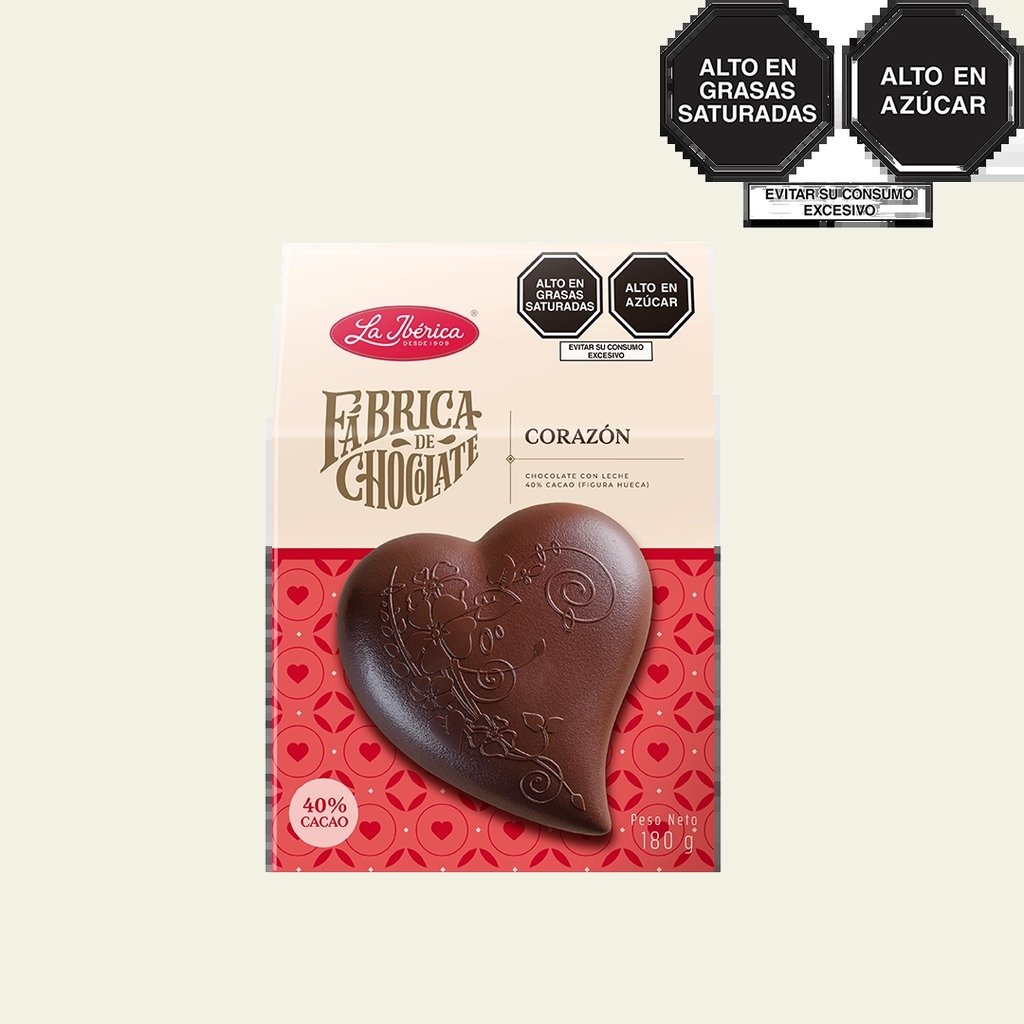 Corazones La Ibérica · chocolate con leche 40% cacao 140g, figura hueca